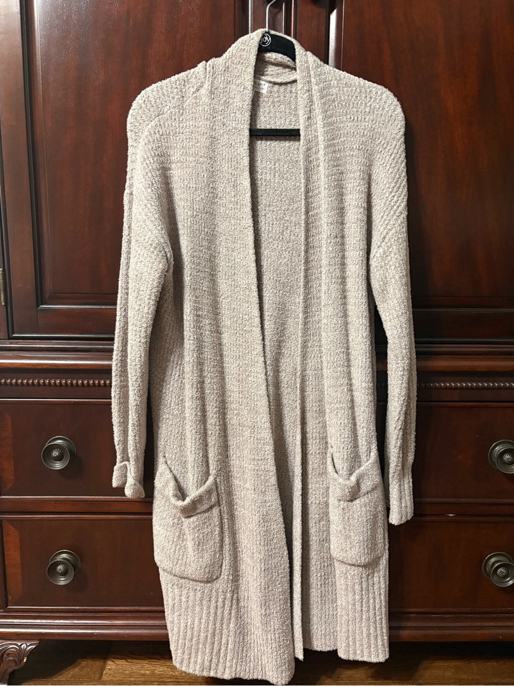 Barefoot Dreams Light Taupe Open-Front Long Cardigan